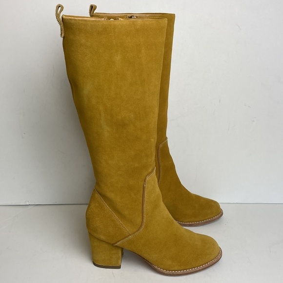 Anthropologie Bill Blass Becket Suede Leather Knee High Boots Sz 6 Hippie Office - Picture 2 of 16